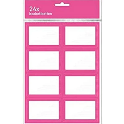 Afbeelding van Kangaro boeketiketten 7,5 x 5 cm pak a 24 etiketten roze/wit K 58131