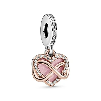 Afbeelding van Pandora Moments 925 Sterling Zilveren Infinity Heart Bedel met 14 Karaat Roségouden Plating 788878C01