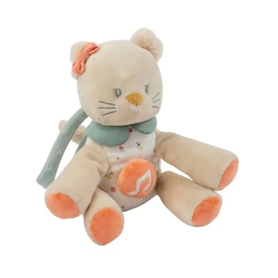 Afbeelding van Nattou Kat Lana Muziek Knuffel 20 cm Zand Beige
