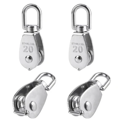 Afbeelding van BuxiuGK 4 stuks 20 mm katrol van roestvrij staal 304 hefkatrol, capaciteit de hefpoelie, 75 kg, zilverkleurig