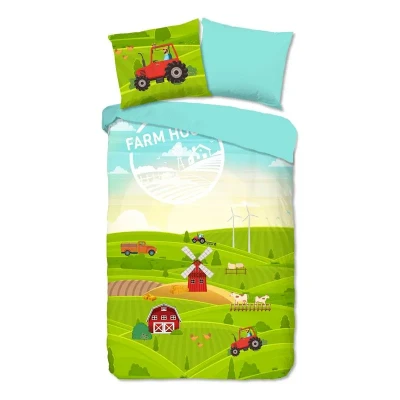 Afbeelding van Good Morning Kinderdekbedovertrek &quot;tractor op boederij&quot; Multi (140x200/220 cm) Katoen