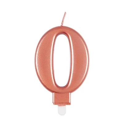 Afbeelding van Unique Party 19620 Metallic verjaardagskaars Nummer 0 roségoud