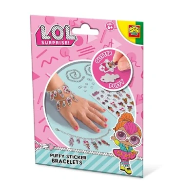 Afbeelding van SES L.O.L. puffy sticker armbanden maak je eigen sieraden met stickers genoeg voor 2 armbandjes knutselen meisjes