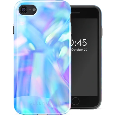 Afbeelding van Selencia Hoesje Geschikt voor iPhone SE (2022) / (2020) 8 7 Vivid Backcover Holographic Blue Dream