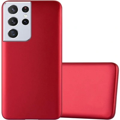 Afbeelding van Cadorabo Hoesje geschikt voor Samsung Galaxy S21 ULTRA in METALLIC ROOD Beschermhoes gemaakt van flexibel TPU silicone Case Cover