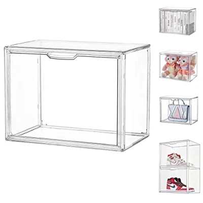 Afbeelding van Acryl vitrinekast met deur, vitrine voor verzamelobjecten, plexiglas, beeldjes, 2 traps ladder, montage vereist, stofdicht