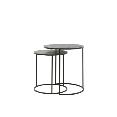 Afbeelding van Rengo bijzettafel relief zwart/brons set van 2