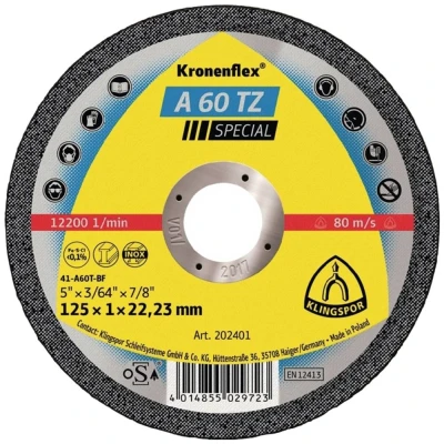 Afbeelding van Klingspor A60TZ Special doorslijpschijf 125X1X22,23 vlak