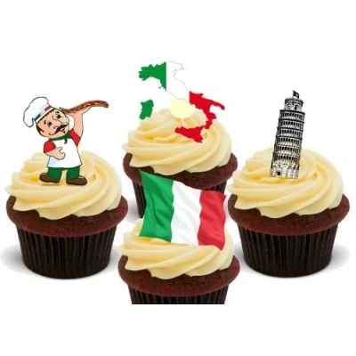 Afbeelding van 12 stuks eetbare taartdecoraties van Italiaans wafelpapier