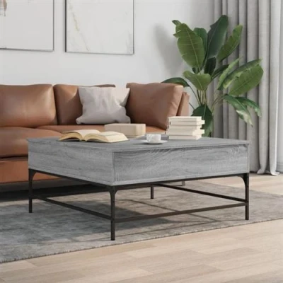 Afbeelding van vidaXL Salontafel 95x95x45 cm bewerkt hout en metaal grijs sonoma