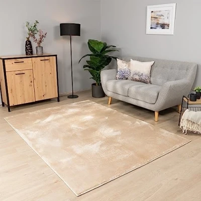 Afbeelding van Paco Home Vloerkleed Woonkamer Laagpolig Wasbaar In Wasmachine Eenkleurig Zacht 140x200 cm