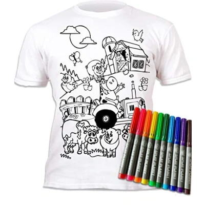 Afbeelding van Splat Planet Ballerina T shirt om in te kleuren met 6 wasbare, niet giftige Magic pennen en wassen, effen