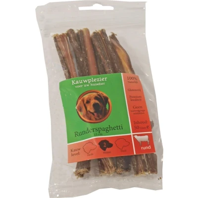 Afbeelding van Natuurlijke snack zak runderspaghetti 15 cm 50 gram Gebr. de Boon