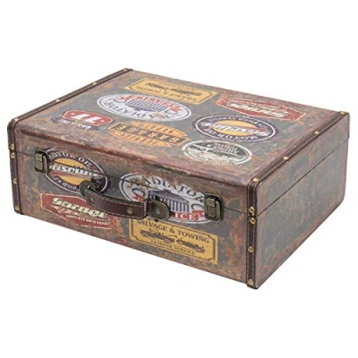 Afbeelding van HMF VKO107 Vintage houten koffer, 44 x 32 16 cm, groot, garage look