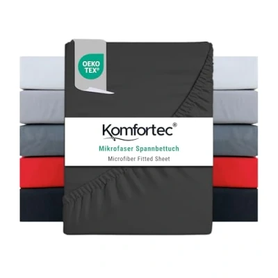 Afbeelding van Komfortec Hoeslaken 160x200 cm 30cm Matrashoogte Rondom Elastiek Antraciet