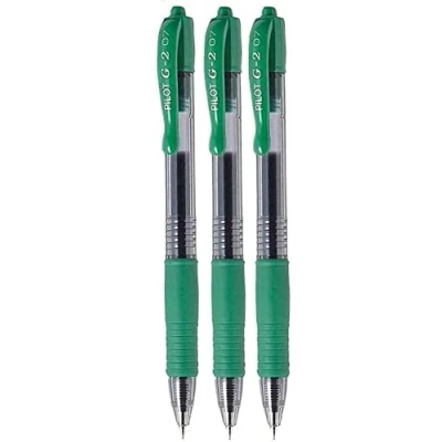 Afbeelding van Pilot G2 07 BL 7 gelbalpen, intrekbaar, 0,7 mm fijne punt, breedte 0,39 mm, navulbare lijnbreedte, groen, 3 stuks