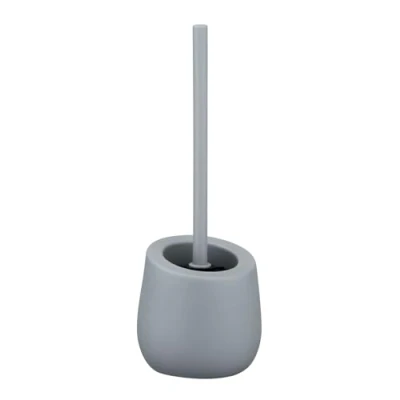 Afbeelding van WENKO Badi toiletborstel keramiek grijs Toiletborstelhouder met siliconen haren en randborstel, keramiek, 13.5 x 38 cm,