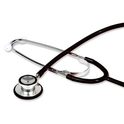 Image de Gima Stéthoscope tête double traditionnel en aluminium, léger, avec lyre laiton et bague anti froid, tubulure Y noire, 32565