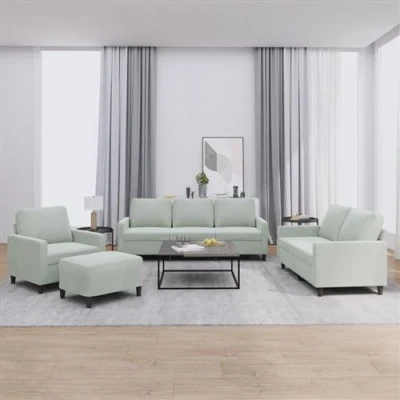 Afbeelding van vidaXL 4 delige Loungeset met kussens fluweel lichtgrijs