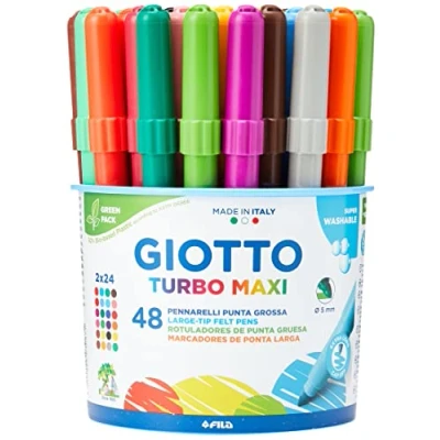 Afbeelding van GIOTTO Turbo Maxi Pot met 48 viltstiften brede punt, 5 mm, super wasbaar