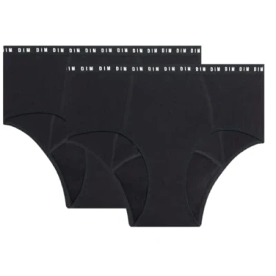 Afbeelding van DIM Protect Menstruatieboxershorts voor dames, biologisch katoen, overvloedige stroom, 2 stuks, zwart.