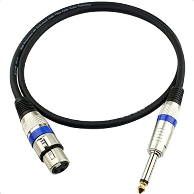 Afbeelding van XLR Vrouwelijke naar 6,35 mm TS mono jack kabel, 3 polig asymmetrische audiokabel, microfoonkabel, versterkerkabel, luidspreker (5 m)