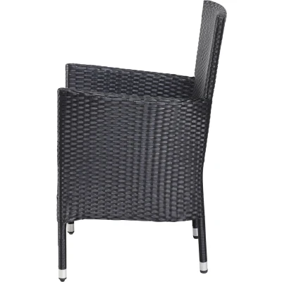 Afbeelding van Casaria Polyrattan Tuinstoelen 4 Stuks Stapelbaar &amp; Kussens Zwart