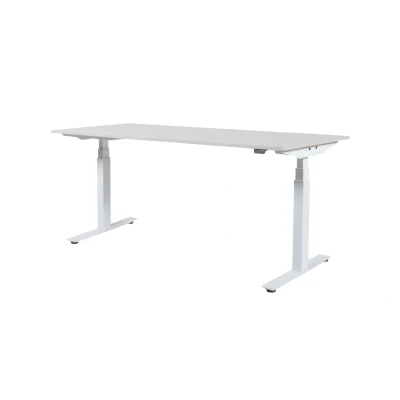 Afbeelding van Lectro Plus bureau, zit sta (64 130cm) hoogte verstelbaar dmv elektromotoren met 180x80cm wit 25mm blad en zwart (RAL9005) frame