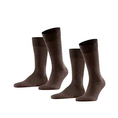 Image de FALKE Happy 2 Pack M SO coton unies lot de paires, Chaussettes Homme, Marron (Dark Brown 5450), 39 42