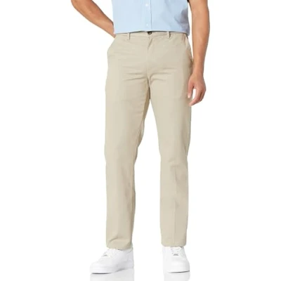 Image de Amazon Essentials Pantalon chino à coupe ajustée et infroissable pour homme, marron kaki, 101,6 x 81,3 cm (l L)