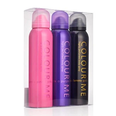 Afbeelding van COLOUR ME Milton Lloyd Body Spray voor dames, roze/paars/goud, 150 ml, 3 stuks