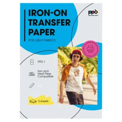 Afbeelding van PPD 5 x A4 transferpapier wit of helder T shirt/textiel, transparante achtergrond, personaliseerbaar, opstrijkbaar, inkjetdruk, 1 6