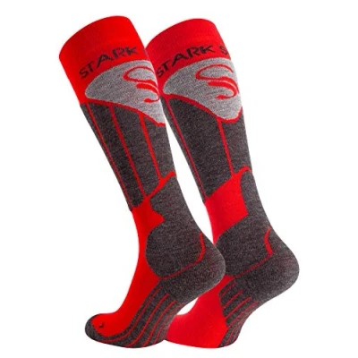 Afbeelding van STARK SOUL Skisokken voor dames en heren, functionele sokken, snowboardsokken met speciale voering, rood/grijs, Rood/Grijs