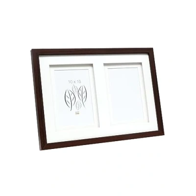 Afbeelding van Deknudt Frames multifotolijst bruin passe partout 2 foto&#039;s 10x15