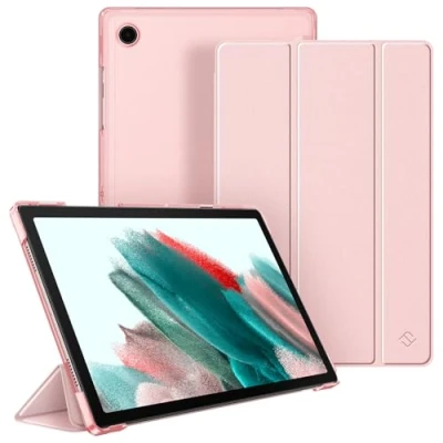 Afbeelding van Fintie Hoes Compatibel met Samsung Galaxy Tab A8 10.5 2021, geschikt voor de transparante achterklep van inch SM X200/X205/X207 slaap/ontwaakte ultradunne beschermhoes, rozengoud