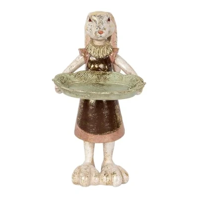 Afbeelding van Clayre &amp; Eef Decoratie Beeld Konijn 29 cm Wit Goudkleurig Kunststof
