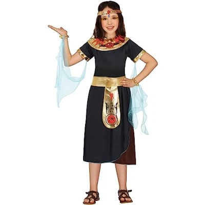 Afbeelding van Guirca Egypte Kostuum Loop Als Een Egyptische Koningin Meisje Zwart 10 12 jaar Carnavalskleding Verkleedkleding