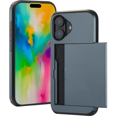 Afbeelding van imoshion Hoesje Geschikt voor iPhone 16 Ruimte 2 pasjes Backcover met pasjeshouder Donkerblauw