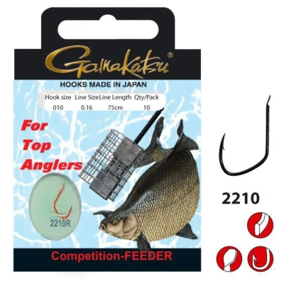 Afbeelding van Gamakatsu Onderlijnen Competition Feeder haak 2210R (10 pcs) Maat : 100cm 10 0.18mm