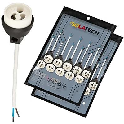 Afbeelding van ISOLATECH GU10 vlamvertragende keramische stopcontacten VDE RoHS 230 250 Volt 2A max.100W 0.75mm 2 halogeen LED kabels (hier: 20 stuks)