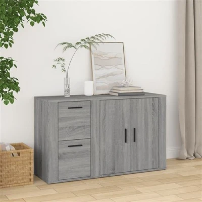 Afbeelding van Dressoir 100x33x59,5 cm bewerkt hout grijs sonoma eikenkleurig