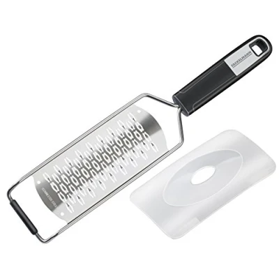 Afbeelding van FACKELMANN SENSE 2 weg handrasp 30 cm met scherp raspoppervlak en antislip soft touch greep lemmetbescherming (kleur zilver/zwart) Hoeveelheid: 1 stuk