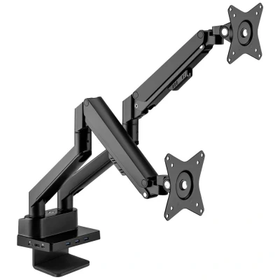Afbeelding van MH Aluminum Gas Spring Dual Monitor Desk Mount with 8 in 1 Docking Station, Retail Box