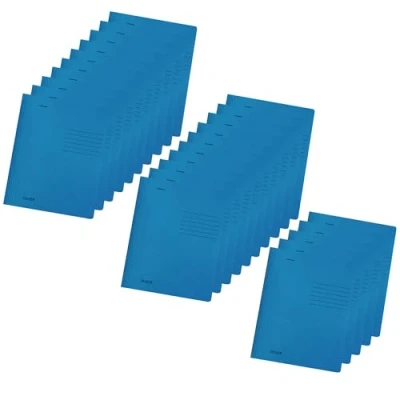 Image de Falken Lot de 25 chemises à rabats recyclées DIN A4, couleur intense bleue. Fabriqué en Allemagne. Classeurs scolaires.