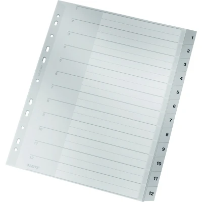 Afbeelding van Leitz 1282 Register DIN A4, Bovenbreedte 1 12 Polypropyleen Grijs tabbladen 12820000