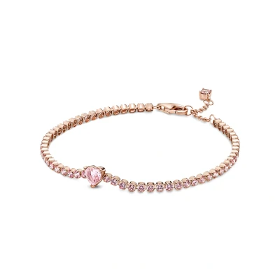 Afbeelding van Pandora Tennisarmband voor dames met glinsterend hart 580041C01, Roségoud, zirkonia