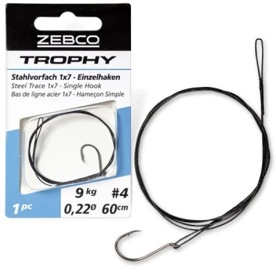 Afbeelding van Zebco Trophy Steel Trace 1x7 Single Hook (1pc) Maat : 50cm 12 kilo