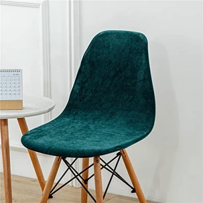 Afbeelding van Highdi Set van 1/2/4/6 Fluwelen Scandinavische stoelhoezen, Effen kleur hoezen voor eetkamerstoelen, stoelen zonder leuning de keuken, woonkamer, kantoor (smaragdgroen, 4 stuks)