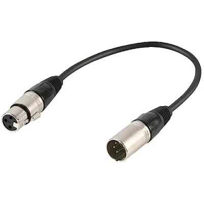 Afbeelding van Pulse PLS00348 adapterkabel DMX XLR mannelijk 5 polig naar vrouwelijk 3 0,22m zwart