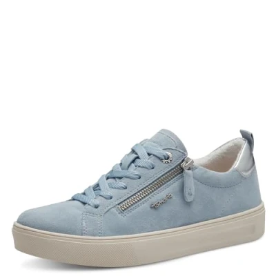 Afbeelding van Tamaris Comfort Sneakers laag, Dames, Maat: 41, Sky suede Leer/ synthetisch
